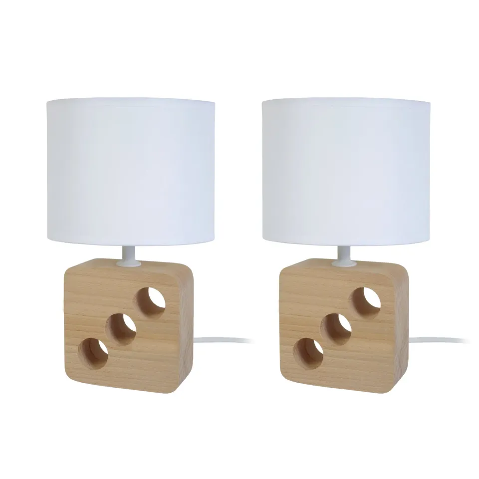 Tosel Kibo LT2 Lampada Comodino Legno 15x25 cm E14