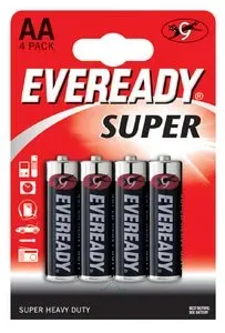Eveready Super Heavy Duty batterie AA 4 pezzi zinco-carbone