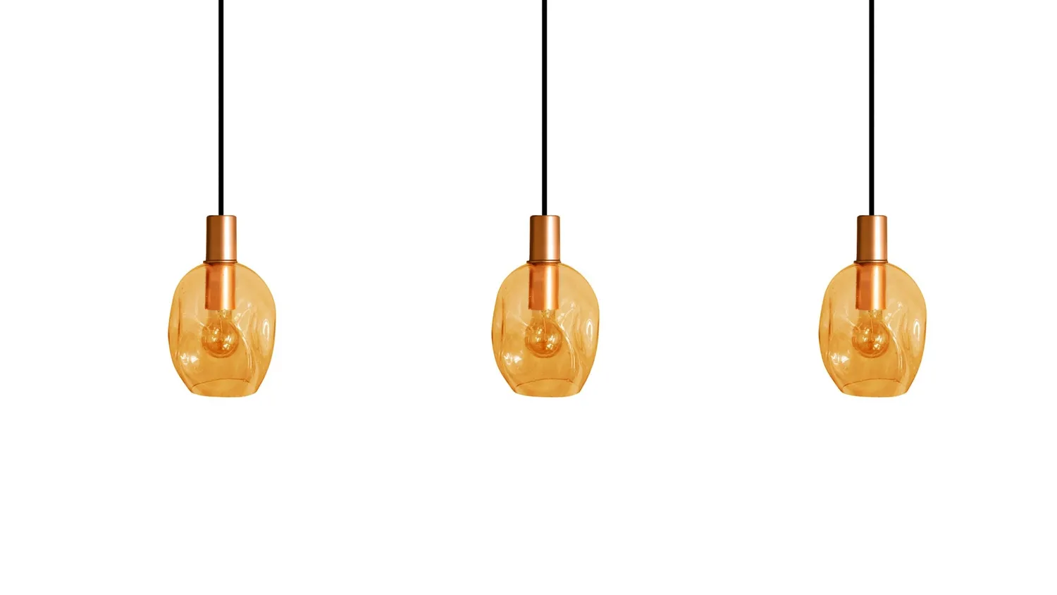 Tosel Vingolf lampadario barra rame vetro E27 3 luci