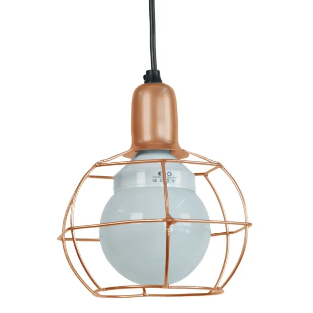 Tosel Hex.Globe Sospensione Globo 18x100cm Nera Metallo