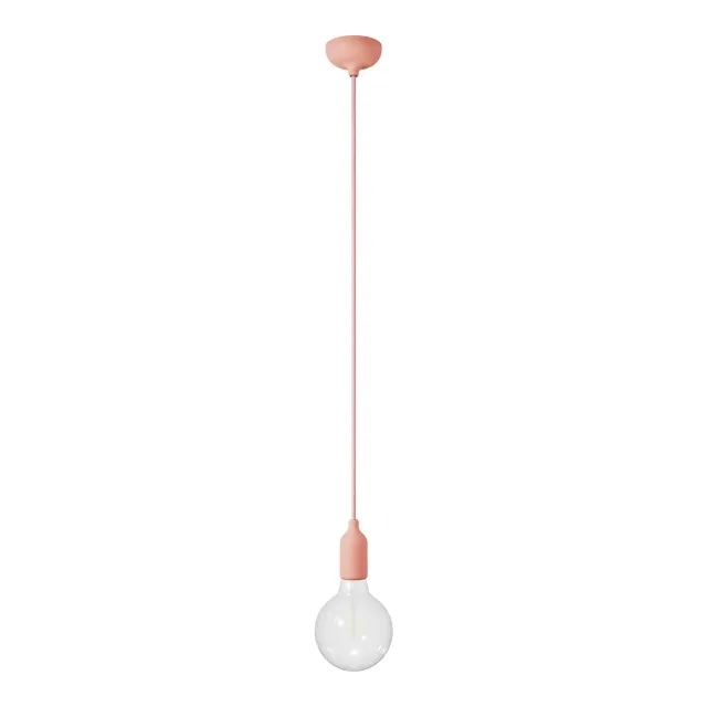 Creative Cables sospensione silicone salmone E27 con lampadina