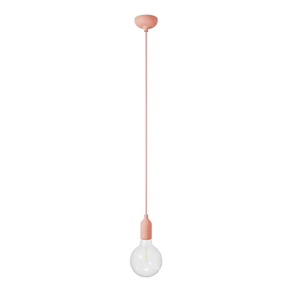Creative Cables sospensione silicone salmone E27 con lampadina