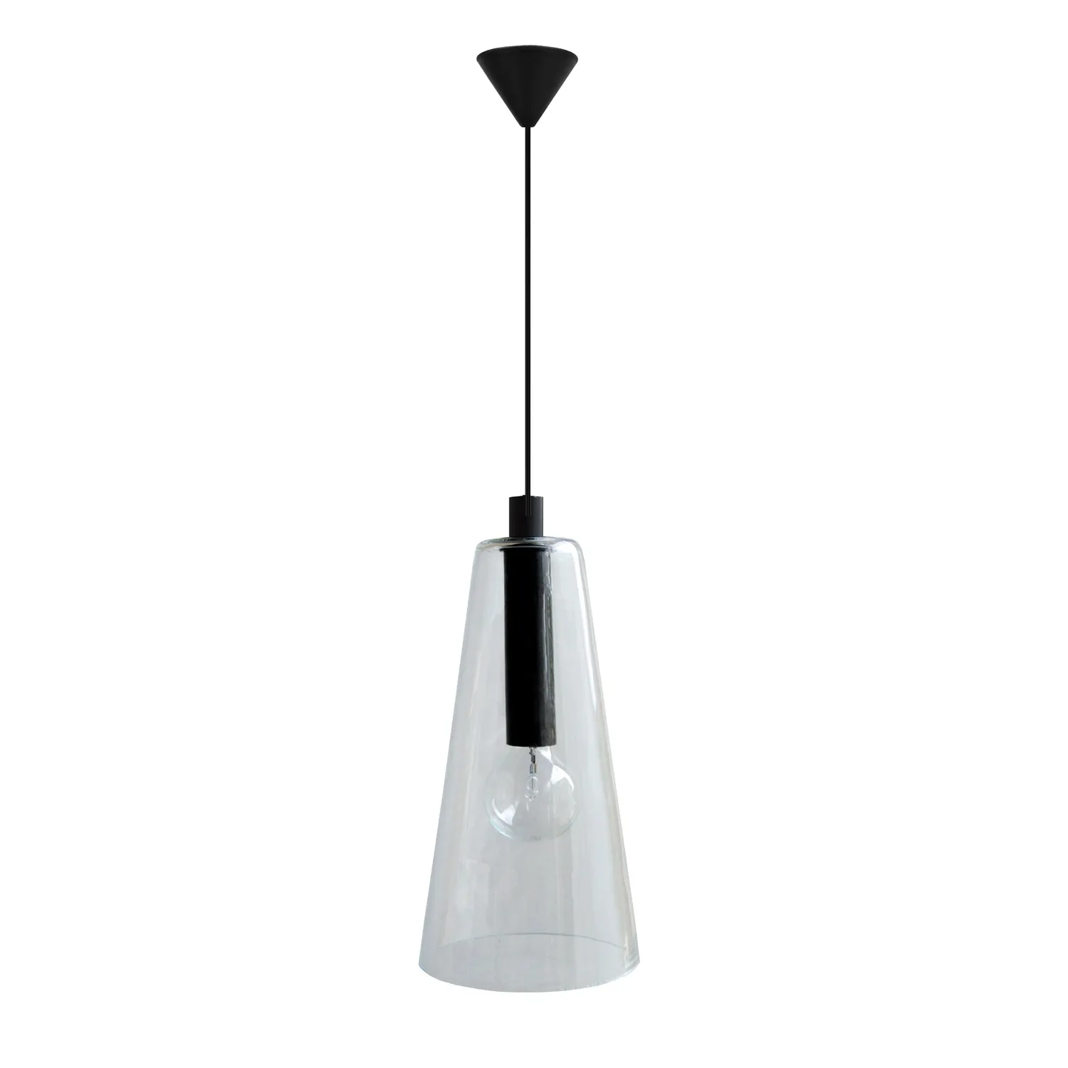 Tosel Kon Sospensione Vetro 25x100cm Nera Conica