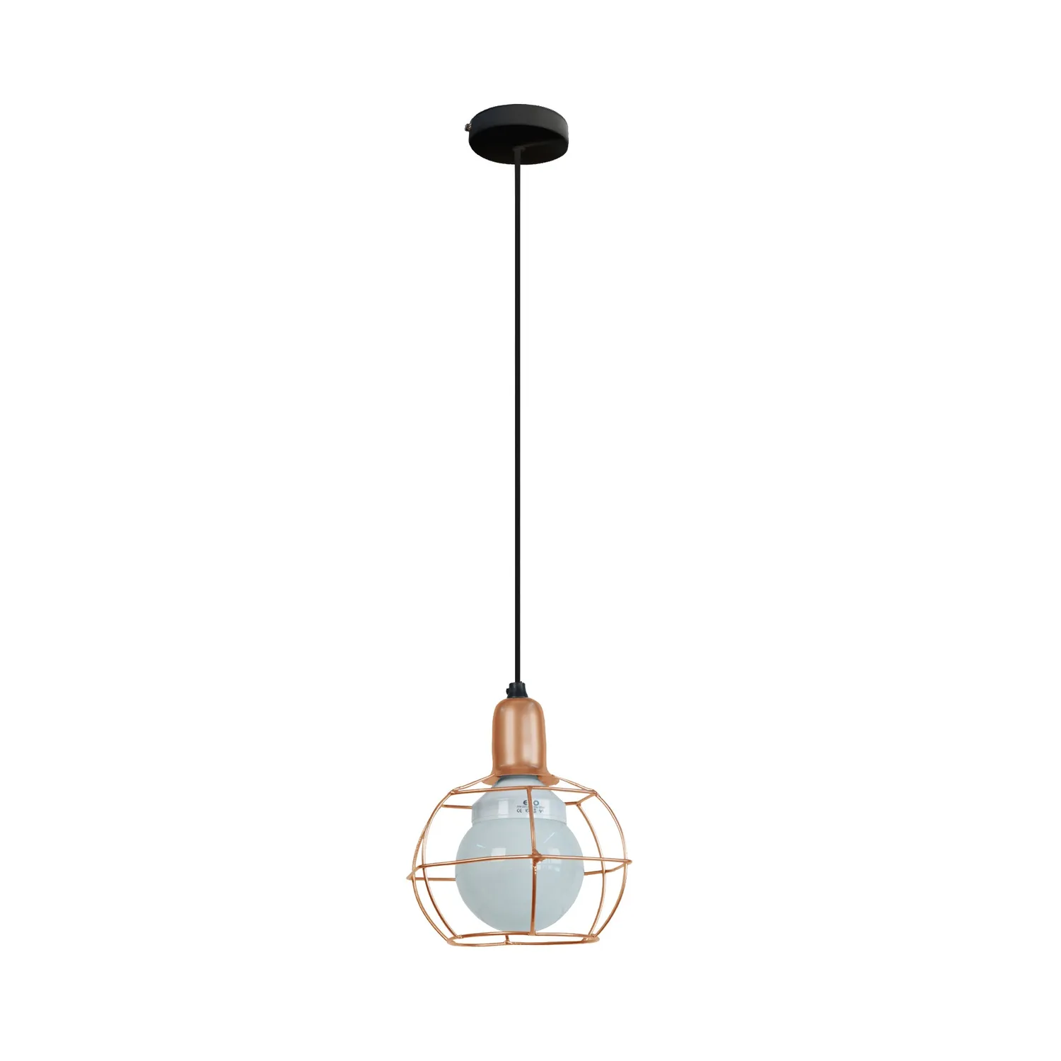 Tosel Hex.Globe Sospensione Globo 18x100cm Nera Metallo