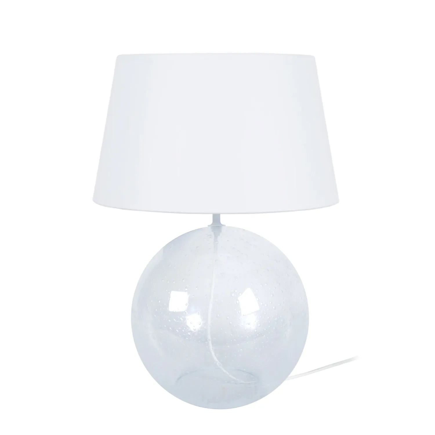 Tosel Burnaby lampada da tavolo sfera vetro 50 cm bianca
