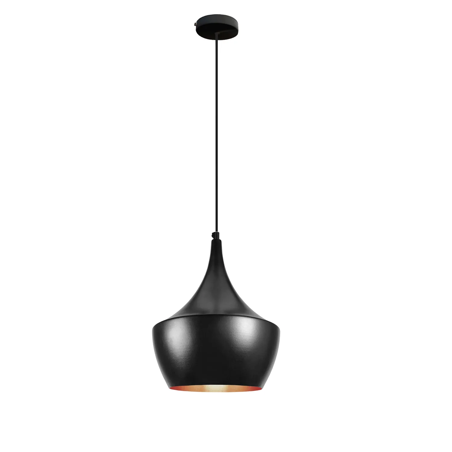 Tosel Falun Sospensione Metallo Conica Nera D24x100 cm