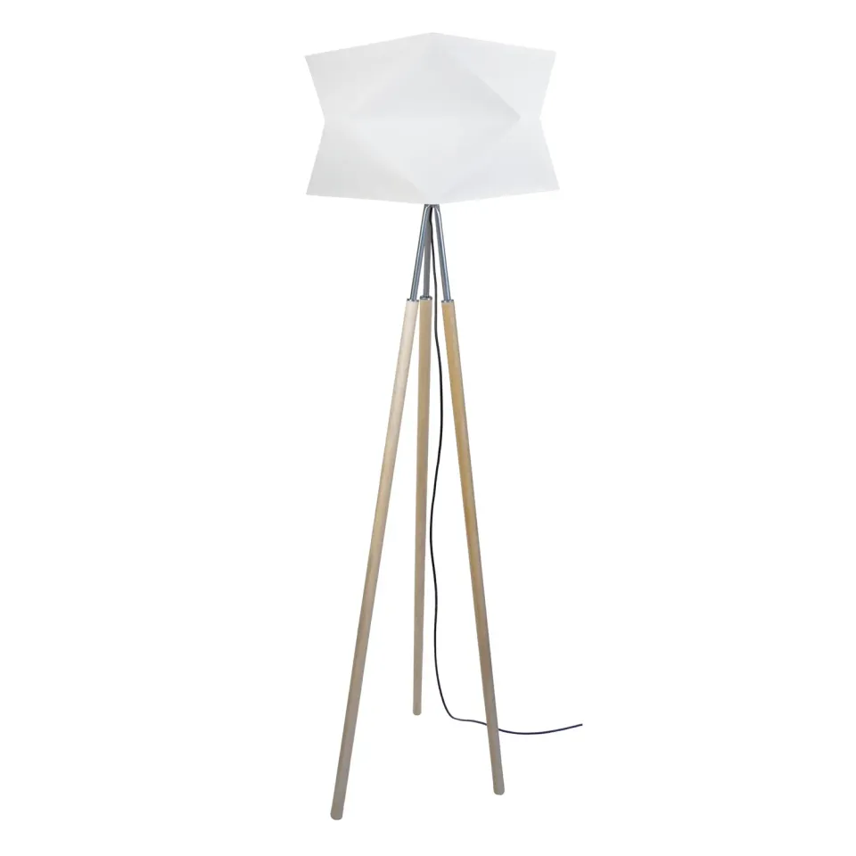 Tosel Goteborg piantana treppiede legno naturale alluminio 45x160cm