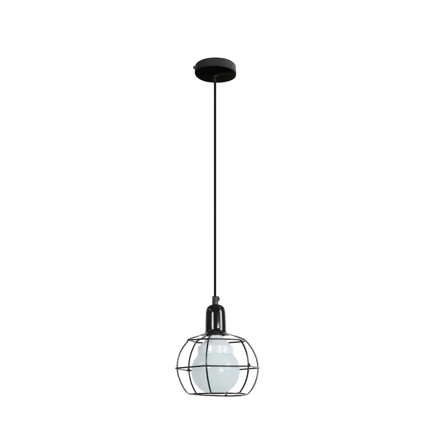 Tosel Hex.Globe Sospensione Globo 18x100cm Nera Metallo