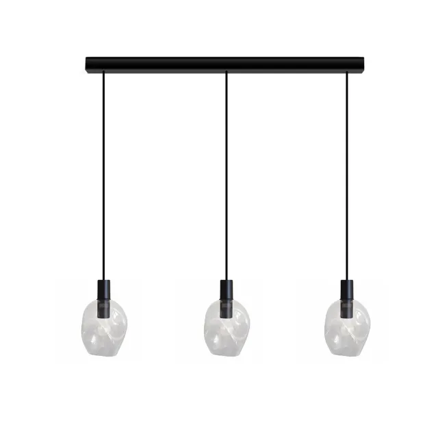 Tosel Vingolf lampadario barra nero vetro 70x100 cm E27