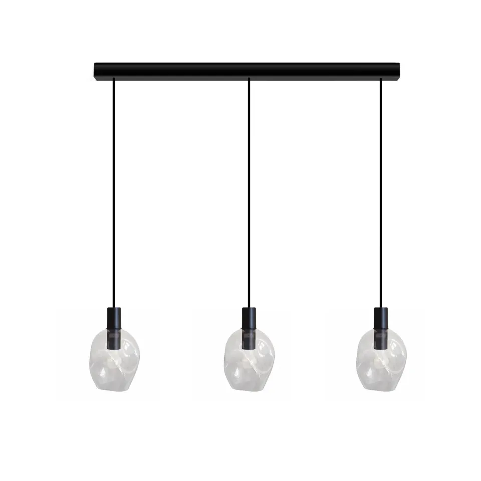 Tosel Vingolf lampadario barra nero vetro 70x100 cm E27