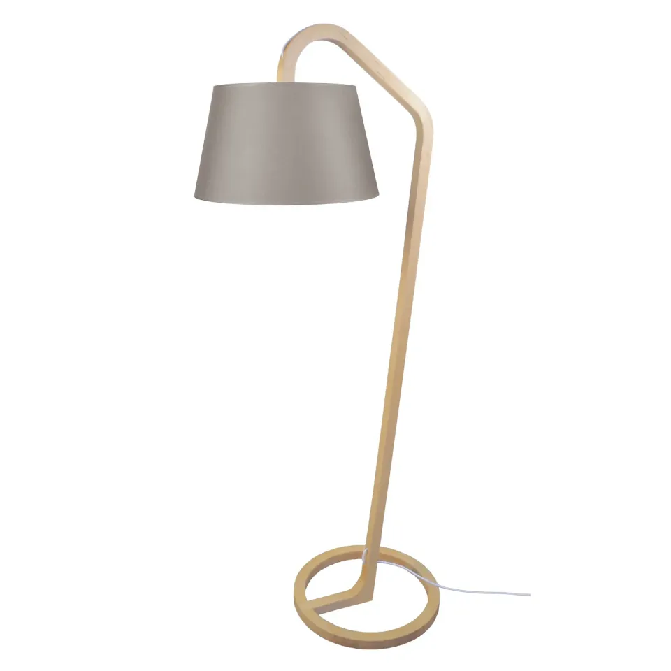 Tosel Mokuzai piantana arco legno naturale bianco E27