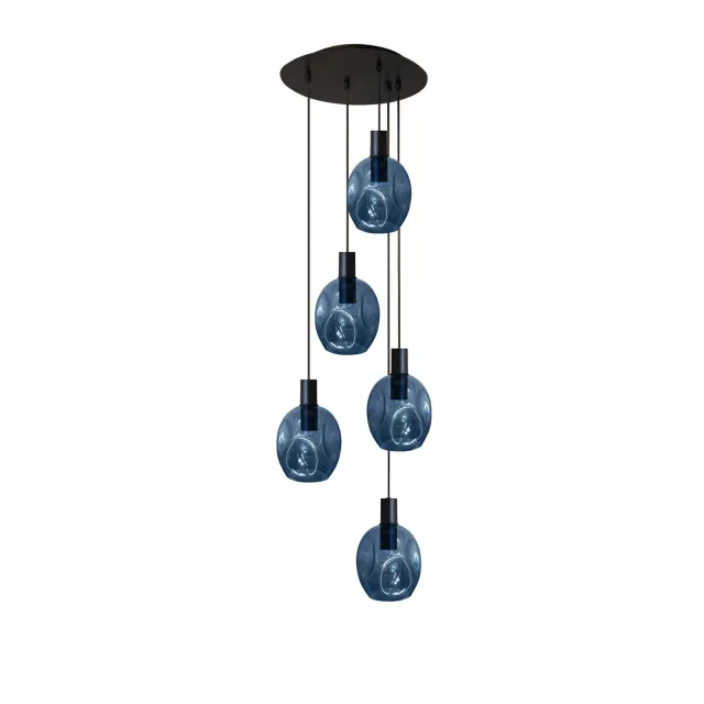 Tosel Vingolf lampadario nero trasparente 5 luci vetro