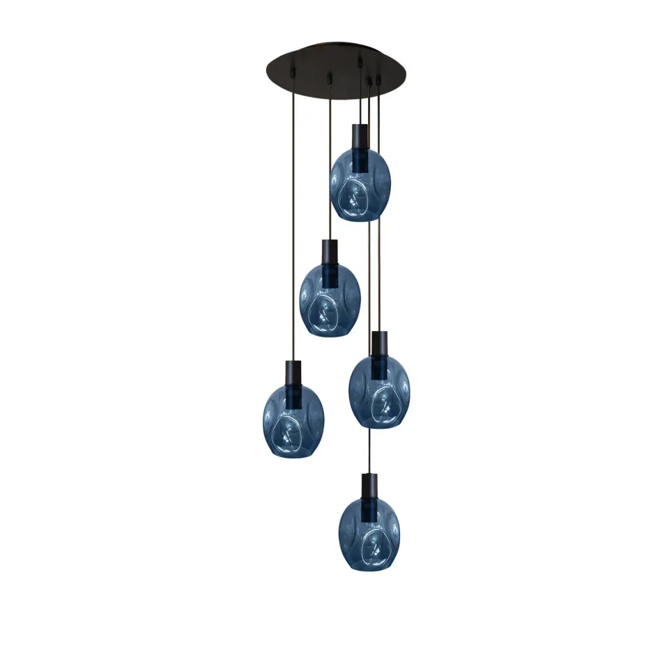 Tosel Vingolf lampadario nero trasparente 5 luci vetro