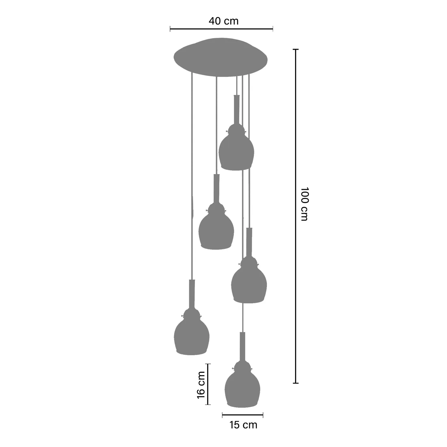 Tosel Bergen lampadario vetro bianco 15x100 cm E27