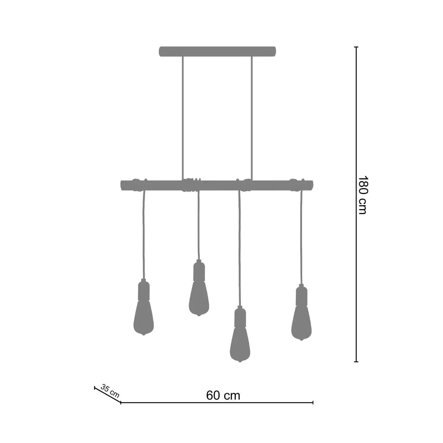 Tosel Brooklyn lampadario a barra naturale 4 luci E27