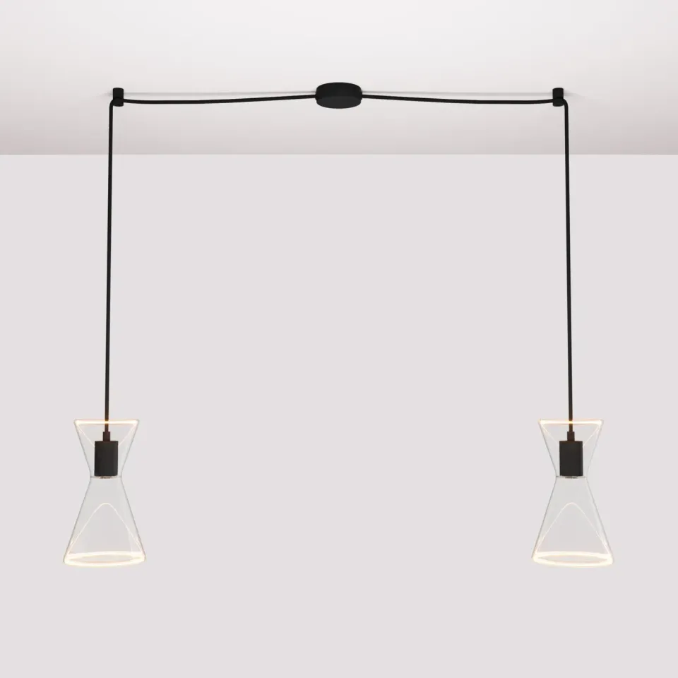 Creative Cables Ghost Doppio Cono sospensione nera luce calda