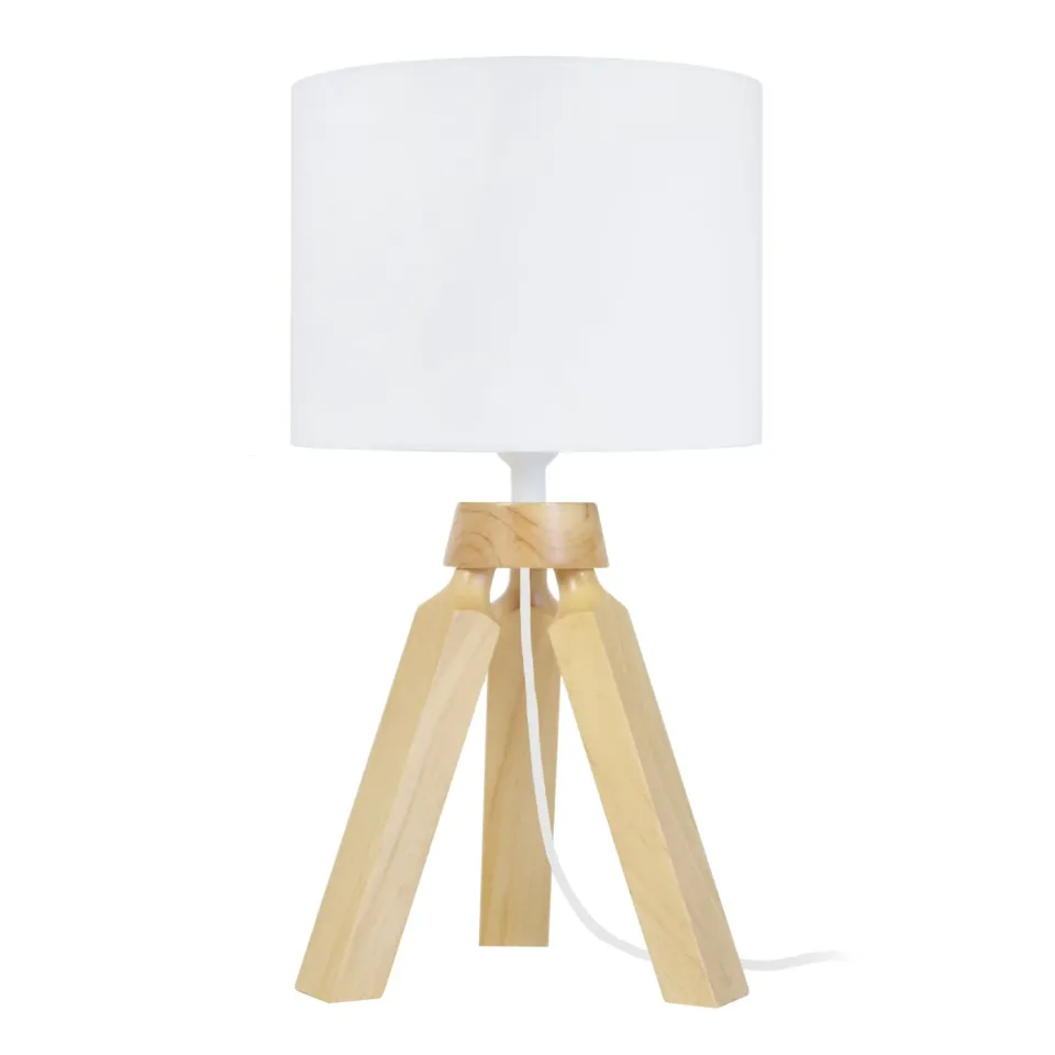 Tosel Gaby lampada da comodino treppiede naturale bianco 16x31cm