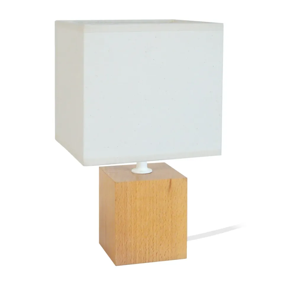Tosel Genève lampada da tavolo cubo legno naturale 15x45cm E14
