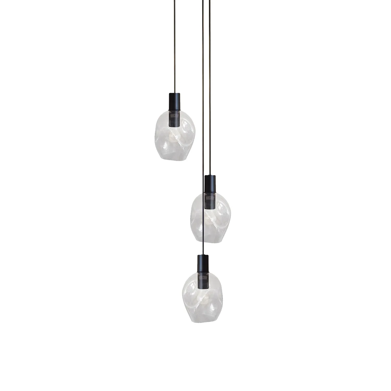 Tosel VINGOLF lampadario nero 35x120 cm 3 luci vetro