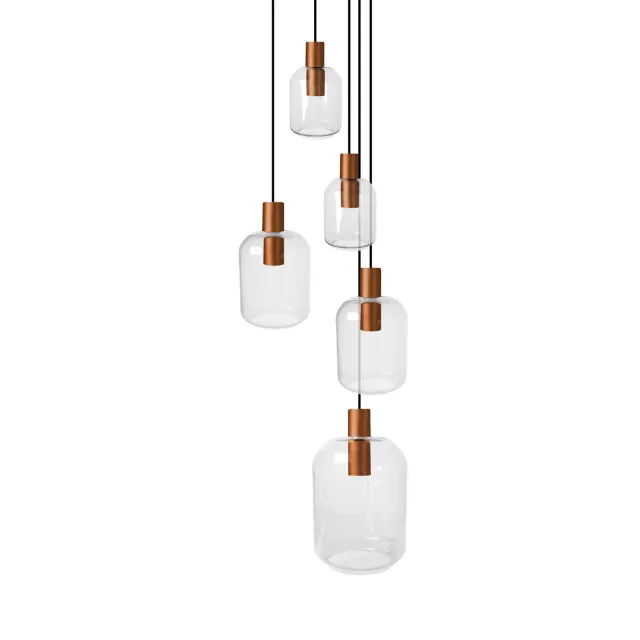 Tosel Svalbard Small lampadario 5 luci rame trasparente