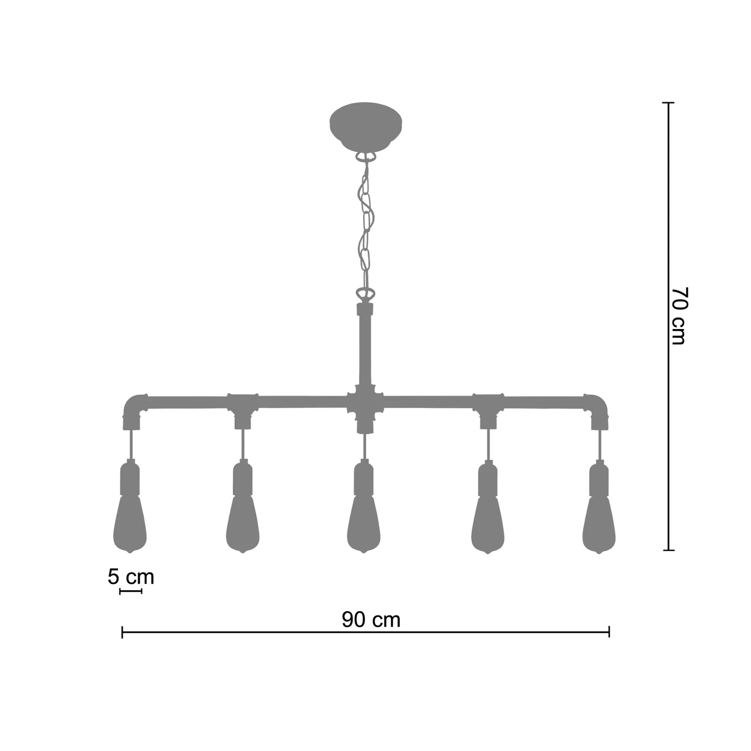 Tosel Hydraulik B Lampadario Barra Nero 5 Luci E27