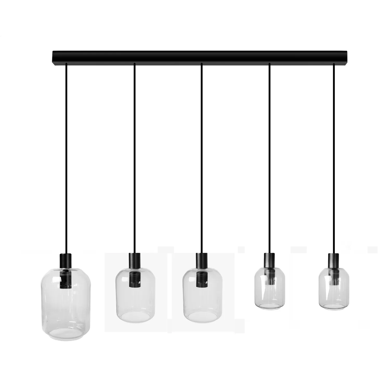 Tosel Svalbard Small lampadario barra nero trasparente
