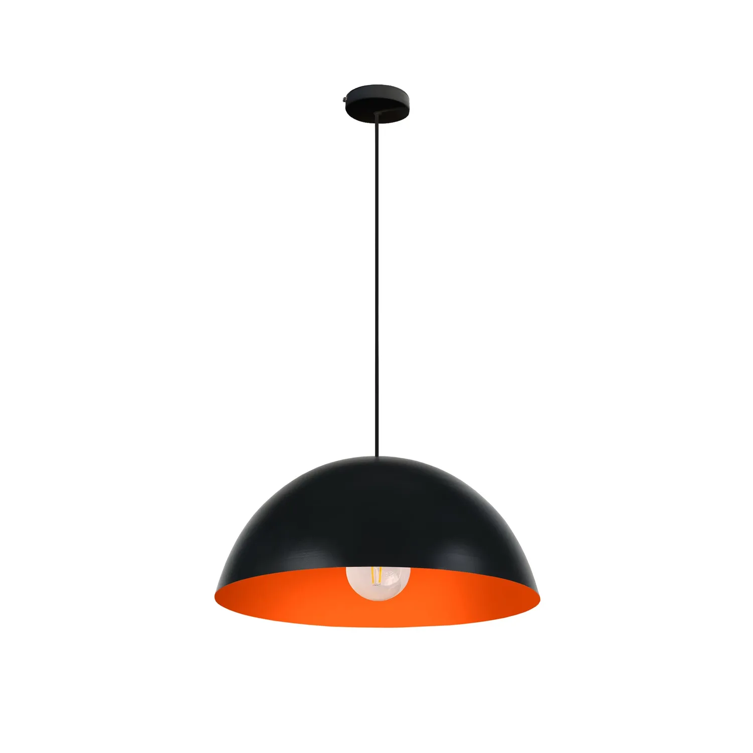 Tosel Demi Boule 35 sospensione 35 cm nero arancio