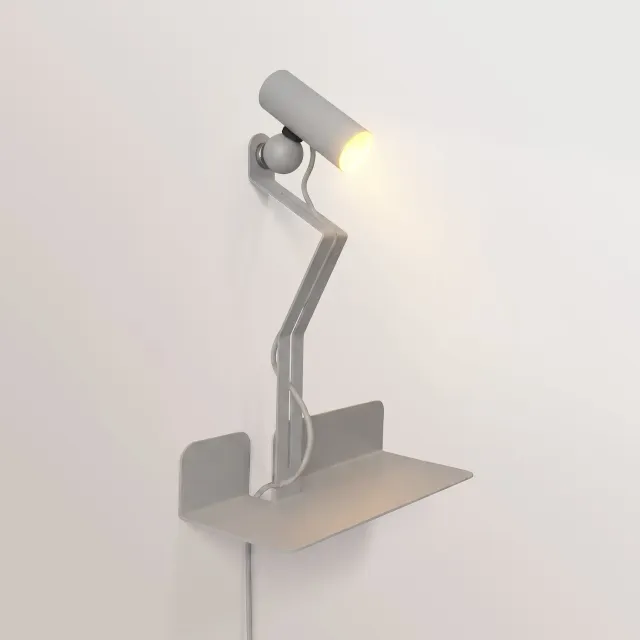 Creative Cables Murio Tubo lampada da parete grigia con mensola